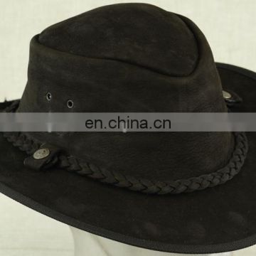 Made of Top Quality Genuine Bafullo Nebuck Leather Hat Black Color 2017