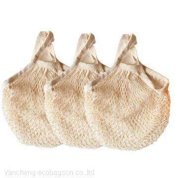 Ecology Reusable Cotton Mesh Grocery Bags Cotton String Bags Net Shopping Bags Mesh Bags Pack of 3 (Beige) photo-3