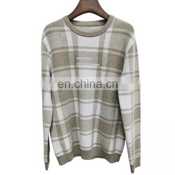 DiZNEW custom logo printed men sweaters long sleeve bulk plaid pullover sweaters