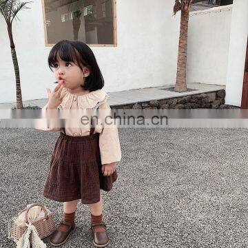 6148/ Spring Newest Elegant White Kids Skirt High Quality Pleated Cotton Colorful Skirts for Girls