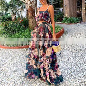 LAITE D2147 elegant floral printed dresses women halter sleeveless casual dresses