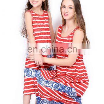 2019 New Women Pinstripe Stitching Long Summer Dress Mother Daughter Matching (this Link for WOMAN) photo-2