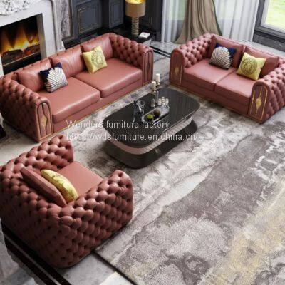 Postmodern light luxury American Microfiber leather sofa luxury living room simple large family villa model room furniture combination