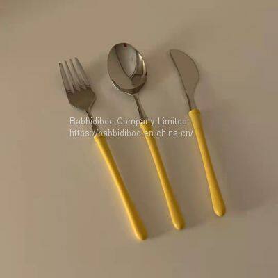 Yellow Handle Western Dessert Knife，fork，spoon