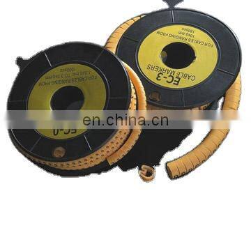 PVC Yellow Color Flat Tubing Number 0-9 Cable Marker