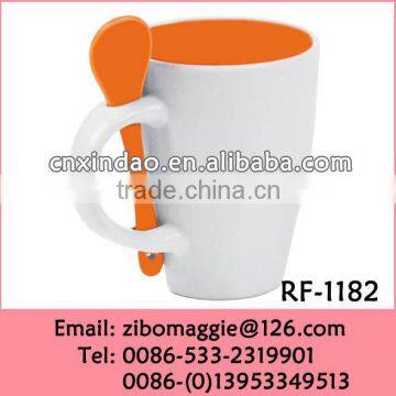 Professional 10oz Ceramic Cup with Spoon for Promotional Coffee Ceramic Cup Set