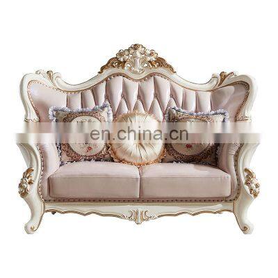 Pink Antique Sofa furniture love seat 1+2+3 European Style Genuine Leather living room Sofa Sets