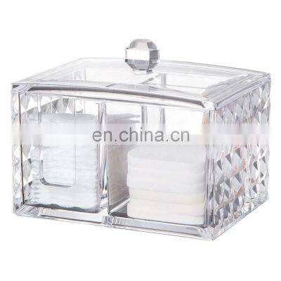 Clear Acrylic Jewelry and Cosmetic Storage Box Cotton Pads Organizer