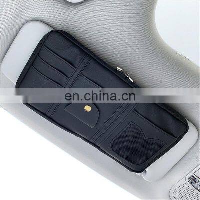 Car Sun Visor Organizer Storage Holder Car Styling Visor Clip Sunglasses Holder Card Ticket Storage Bag Pouch Car Organizer