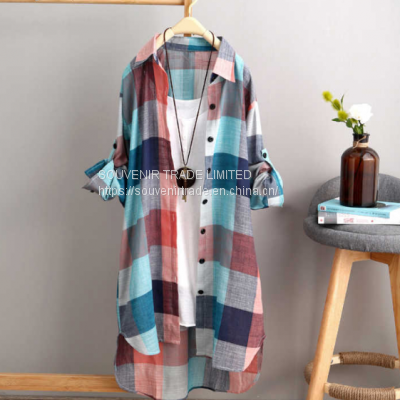 Blouses women in the long 2021 new summer dress large size women loose show thin fashion children sunscreen clothes