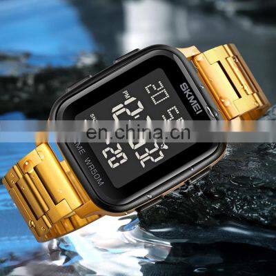 SKMEI 1589 High Quality Men Watch Fashion Luxury Style Stainless Steel Square Mens Digital Watches photo-3