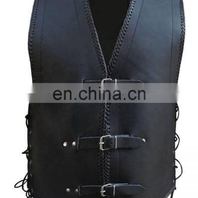 Genuine Leather Biker Motorcycle Vest, Motorbike Vest Made With 3 mm Thick Leather, Leather Motorbike Waistcoat photo-4