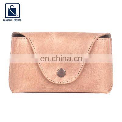 Anthracite Fitting Matching Stitching Unique Design Unisex Genuine Leather Sunglasses Case at Wholesale Price