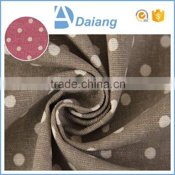 wholesale high quality small dots plain linenette cheap cotton polyester faces print fabric for table linen