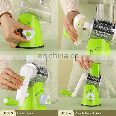 Kitchen Manual Round Mandolin Slicer Grinder Multifunction Cheese Grater Vegetables Grinder photo-5