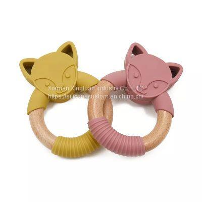 New Colors Custom Logo Baby Teethers Toy Silicone Wooden Teethers Toy photo-2