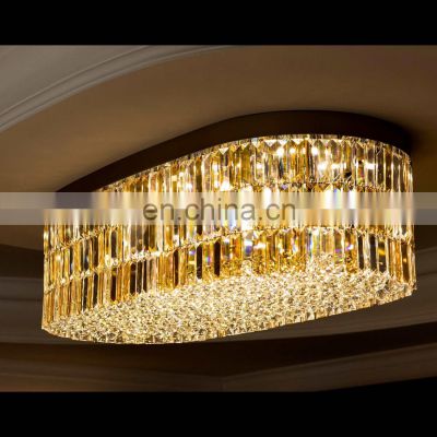 Modern Silver Oval Crystal Chandelier Luxury Flush Mounted Light for Villa Indoor Decor with Warm White Temperature CCT