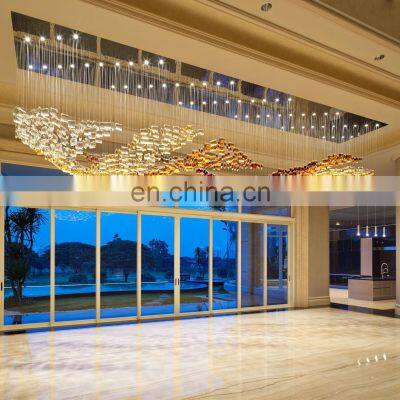 Contemporary Modern Hanging Lighting Fixture Colored Hand Blown Glass Luxury LED Chandelier