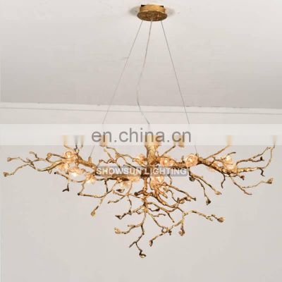 Nordic chandelier modern light luxury glass lamp restaurant crystal lamp tree modern living room chandelier