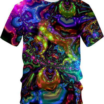 Novelty Mens Crew Neck Print Tee 3D Abstract Art Trippy T-Shirt