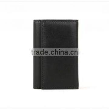 Slim and Simple Wholesale Super-soft Genuine Leather Tri-fold Key Case With Key Rings photo-2