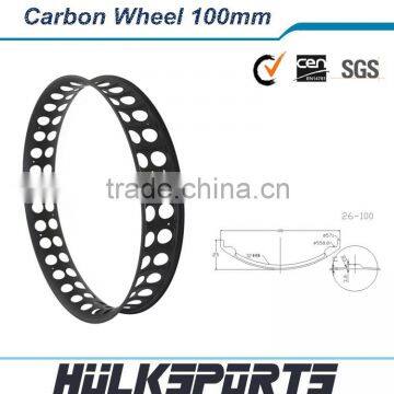 Cheap 26er fat bike rims ultra light carbon wheel 100mm width 26" tubeless carbon mountain bike rim