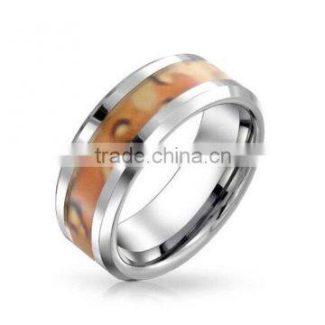 Unisex Tungsten Ring Camouflage Inlay Mens Band 8mm, Fashion Men's Camouflage Inlay Ring