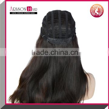 Top quality natural straight indian brazilian cheap virgin human hair u part wig