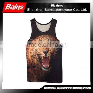 100% polyester singlets for mens/custom animal printed dry fit singlets