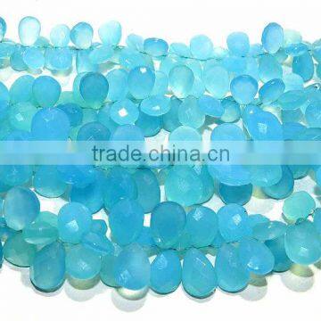 Sky Chalcedony Faceted Pear Shape Beads