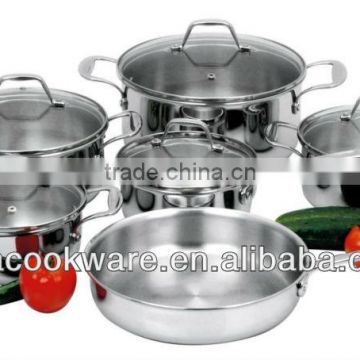 2014 New Products 12pcs 2.5mm Tri-ply Cookware Set Cast Handle & Knob