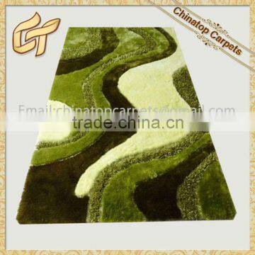 Green polyester silk shaggy floor carpet