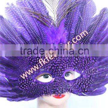 Natural Craft Purple Spot Feather Mask Halloween Decorations photo-6