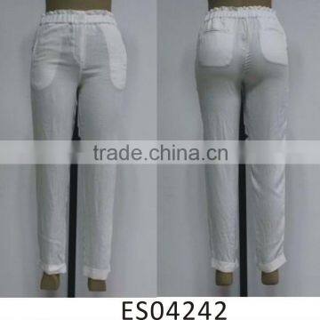 Ladies simple design pure white chiffon pant