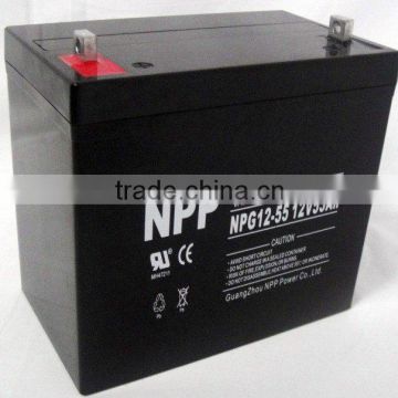 NPP good quality 12v 55 AH high rate lead storage battery