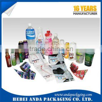 Bottled Beverage Usage pvc shrink label film /PETG shrink sleeve label printing