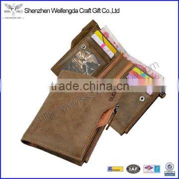 High quality customized logo travel rfid blocking wallet leather with button