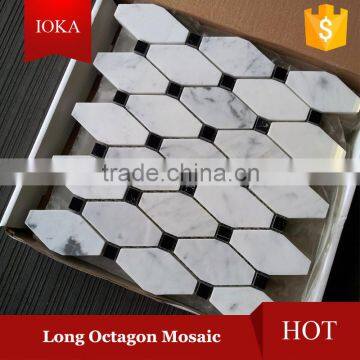 Long Octagon Pattern Carrara Boliche Marble Mosaic Tile Mosaic Tile