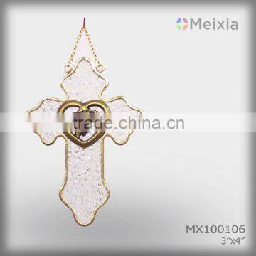 MX100106 tiffany style stained glass angel musician hanging cross for christmas ornament