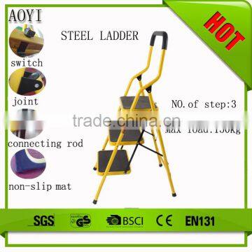 YK Sell Fast Multicolor Handrail Best Price Household Steel 3 Step Ladder With EN131 photo-2