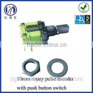 10mm size rotary pulse encoder with push button switch