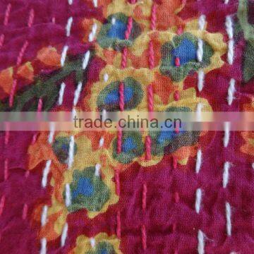 Handmade Cotton Kantha Quilt, Patchwork Bed Cover