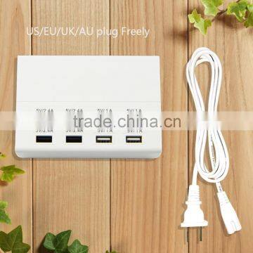 multi port usb charger 100-240v voltage usb charging hub 8 outlet output 2.4a 1a hotel charging solution