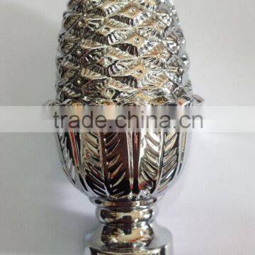 good quality silver nickel metal window curtain rod with pineapple finial