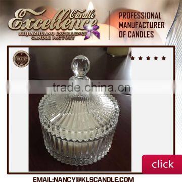 glass ribbed candy jar candle with decorative glass cap Nancy whatsapp:0086 15097479316