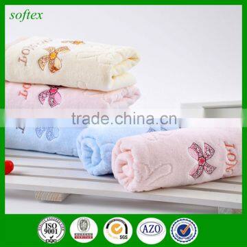 Cheap Soft Water Absorption Cotton Bowknot Jacquard Cut Pile Face Towels With Embriodery photo-2