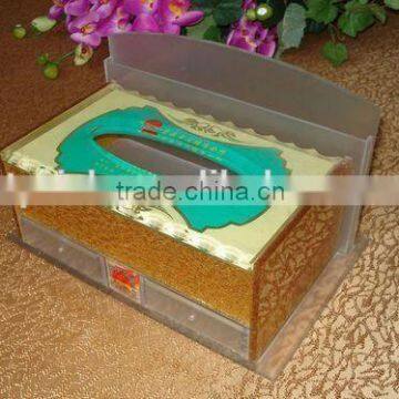 2015 new design clear acrylic tissue boxes,napkin holder with silk screen print