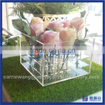 Factory Manufacturer clear acrylic flowers box/ acrylic rose box with 9 pcs roses