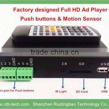 RDB Metal housing digital signage player support RS232/RS485 Control,motion sensor+push buttons+scheduled playlist DS005-18