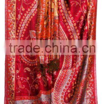 Red silk wool pashmina shawls